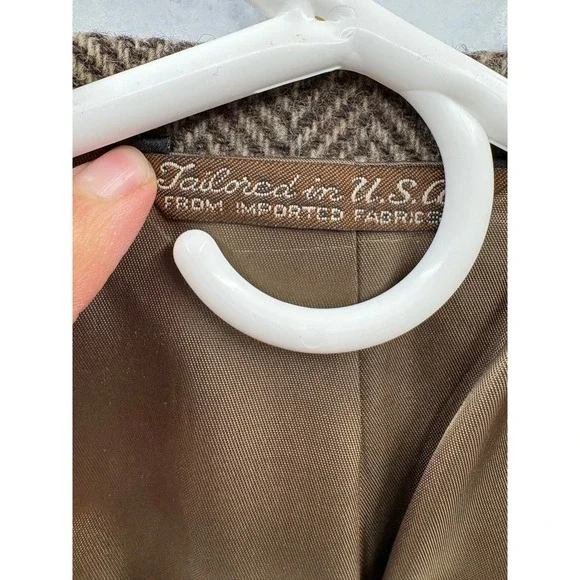 Ernie II Men's Wool Blazer Herringbone Tweed‎ Vintage Academia USA Tailored 42L - Picture 8 of 9